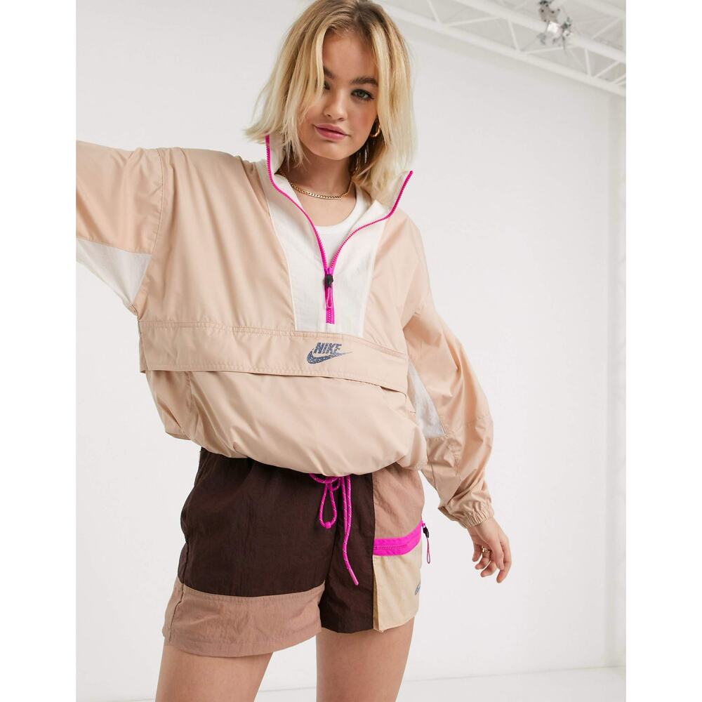 Nike Sportswear Icon Clash Packable Pullover Jacket Beige Windbreaker